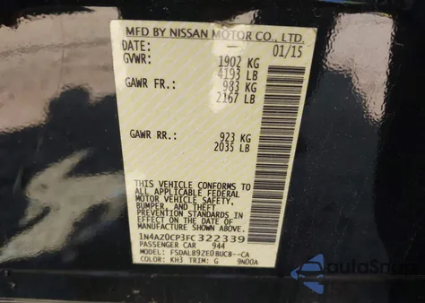 2015 Nissan Leaf S из США, поврежденный, VIN 1N4AZ0CP3FC322339